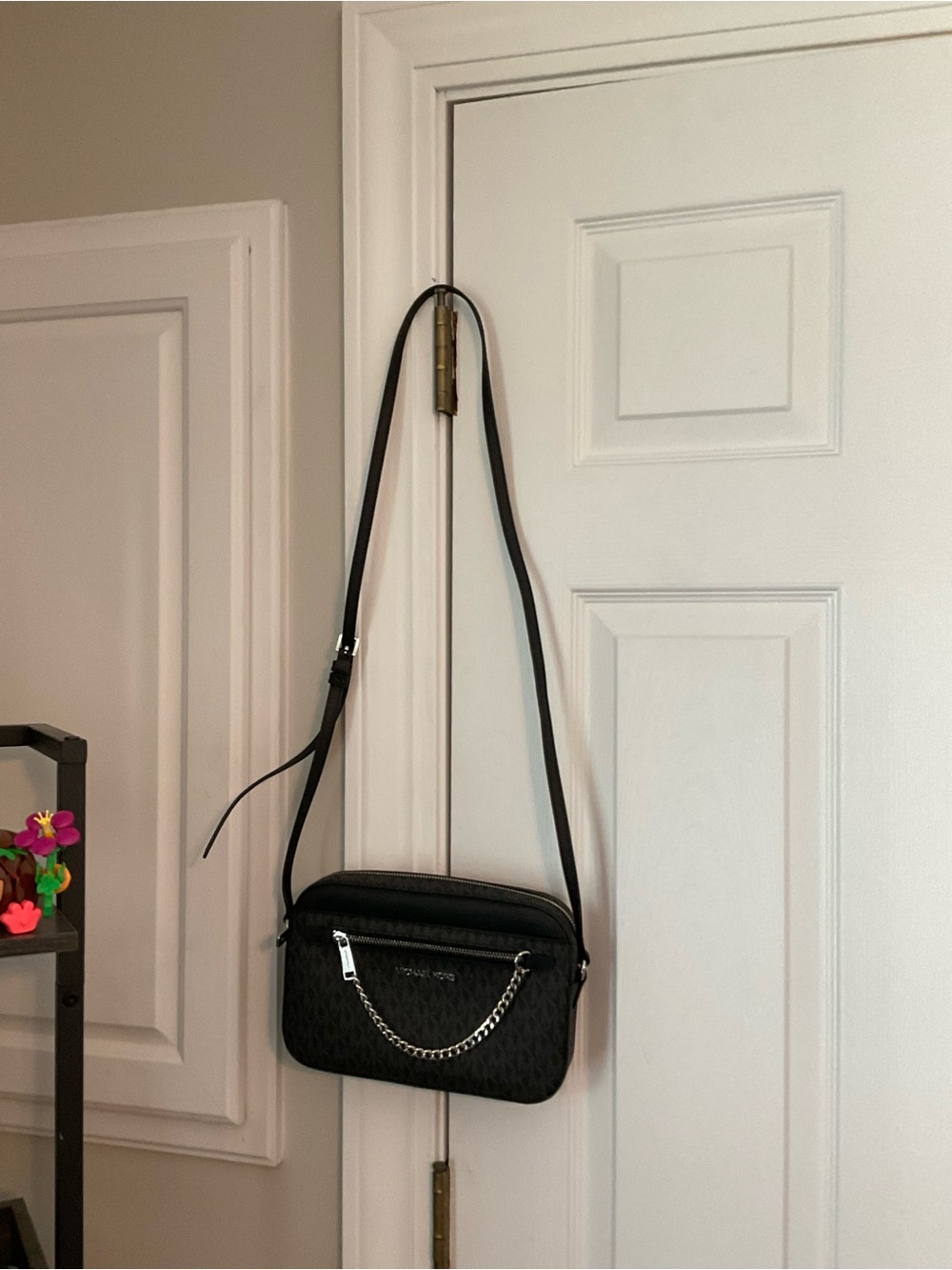Black Michael Kors Crossbody Bag with Chain Accent